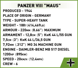 Panzerkampfwagen VIII Maus COBI 2554 - Limited Edition WWII - kopie