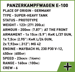 Deutscher superschwerer Panzer E-100 COBI 2571 - Limited Edition WWII - kopie