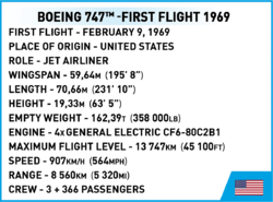Dopravní letadlo Boeing 747 First flight 1969 COBI 26609 - Boeing 1:144