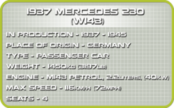 Německé civilní vozidlo 1937 MERCEDES 230 COBI 2251 - World War II