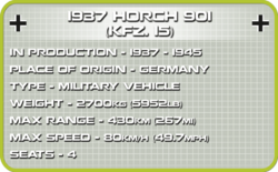 Německé terénní vozidlo 1937 HORCH 901 KFZ.15 COBI 2404 - Limited edition WWII - kopie