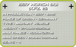 Nemecké terénne vozidlo 1937 HORCH 901 KFZ.15 COBI 2255 - Limitovaná edícia WWII - kopie