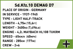 Deutsches Halbaxialfahrzeug Sd.Kfz10 mit Feldküche COBI 2272 - Executive Edition WWII - kopie