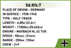 German half-track vehicle Sd.Kfz 7/1 s protilietadlovým delom Flakvierling 38 COBI 2274 - Executive edition WWII - kopie