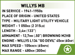 Americký terénny automobil Medical Willys MB COBI 2295 - World War II 1:35 - kopie