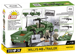 Americký ozbrojený terénní automobil Jeep Willys MB & Trailer COBI 2297 - World War II 1:35