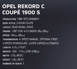 Automobil Opel REKORD C coupé COBI 24344 - Executive Edition 1:12 - kopie