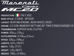 Automobil Maserati MC20 CIELO COBI 24505 - Maserati 1:12