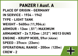 Lehký tank PANZER I AUSF. A COBI 2534 - World War II