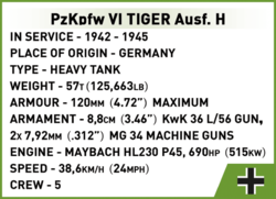 Německý tank TIGER 131 SD.KFZ 181 Panzerkampfwagen VI AUSF.E COBI 2556 - World War II