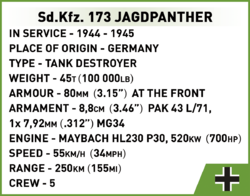 Německý těžký stíhač tanků Sd.Kfz. 173 JAGDPANTHER COBI 2574 - World War II 1:28