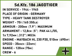 Německý těžký stíhač tanků Jagdtiger Sd.Kfz. 186  COBI 2580 - World War II 1:28