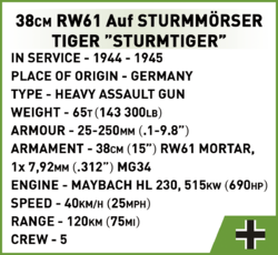 German self-propelled rocket launcher Sturmtiger COBI 2584 - Limited Edition WWII 1:28 - kopie