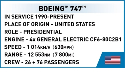 Dopravní letadlo Boeing 747 Air Force One COBI 26610A - Boeing 1:144