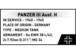 Německý střední tank Panzer III Ausf. H COBI 2672 World War II 1:28