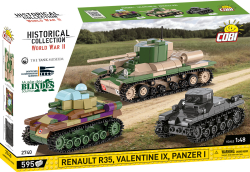 Set tanků Renault R35, Valentine IX a Panzer I COBI 2740 - World War II 1:48