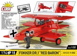 Německý trojplošný stíhací letoun FOKKER Dr. I Rudý Baron COBI 2986 - Great War