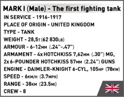 British heavy tank MARK V (Male) COBI 2984 - Great War - kopie