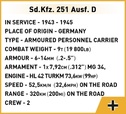 Německý kolopásový obrněný transportér Sd.Kfz. 251 Ausf. D COBI 3049 - Company of Heroes
