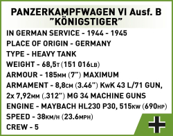 Německý těžký tank PzKpfW VI ausf. B KÖNIGSTIGER (Tiger II) COBI 3112 - Limited Edition WW II 1:35