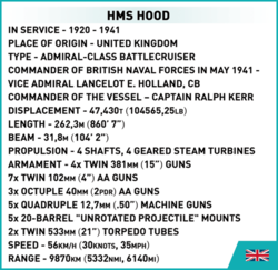 Bojová loď HMS HOOD COBI 4829 - Limitovaná edícia WW II - kopie