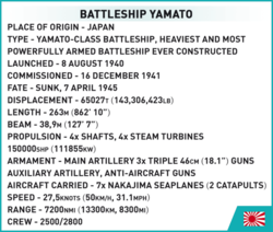 Japonská bitevní loď Jamato (Yamato) COBI 4832 - Executive edition WW II
