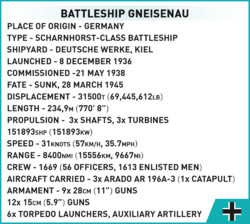 Německá bitevní loď Gneisenau COBI 4835 - World War II