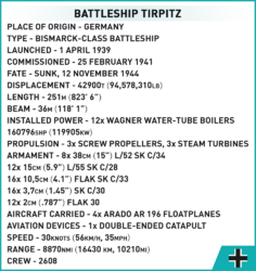 Bitevní loď TIRPITZ COBI 4809 - World War II - kopie