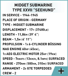 Německá miniponorka U-Boot XXVII Seehund COBI 4846 - World War II