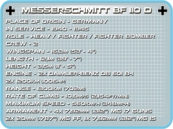 Německý těžký stíhací-bombardovací letoun MESSERSCHMITT BF 110D COBI 5710 - World War II
