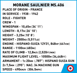 Francúzske stíhacie lietadlo Dewoitine D.520 COBI 5720 - World War II - kopie