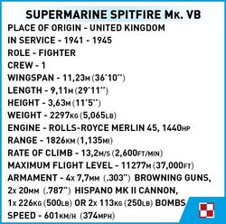 Stíhací letoun Supermarine Spitfire MK.VB COBI 5708 - World War II - kopie