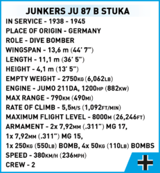 Německý střemhlavý bombardér Junkers JU-87B Stuka  COBI 5730 - World War II