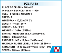 Polský stíhací letoun PZL P.11c COBI 5742 - World War II