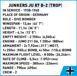 Německý střemhlavý bombardér Junkers JU-87 B-2 Stuka  COBI 5748 - World War II 1:32