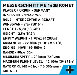 Nemecké stíhacie lietadlo Messerschmitt Me 163B Komét & Scheuch-Schlepper COBI 5765 Limited Edition WW II 1:32 - kopie