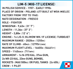 Polish fighter aircraft LIM-1 (MIG-15) COBI 5822 - Cold War - kopie