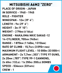 Japonský stíhací letoun Mitsubishi A6M2 Zero COBI 5861 - World War II 1:48