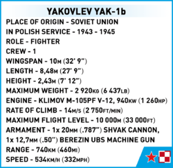 Russisches Jagdflugzeug Yakovlev YAK-3 COBI 5862 – World War II 1:48 - kopie