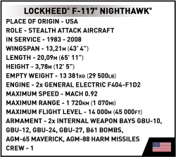 American attack aircraft Lockheed F-117 Nighthawk COBI 5902 - Limited Edition Armed Forces 1:48 - kopie