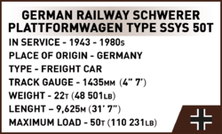 Německý těžký plošinový vagon SSYS 50T COBI 6284 - Historical Collection 1:35