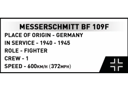 Německý stíhací letoun Messerschmitt BF 109F COBI 5873 - World War II 1:48