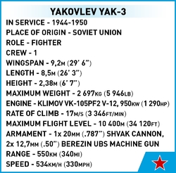 Russisches Jagdflugzeug Yakovlev YAK-3 COBI 5862 – World War II 1:48