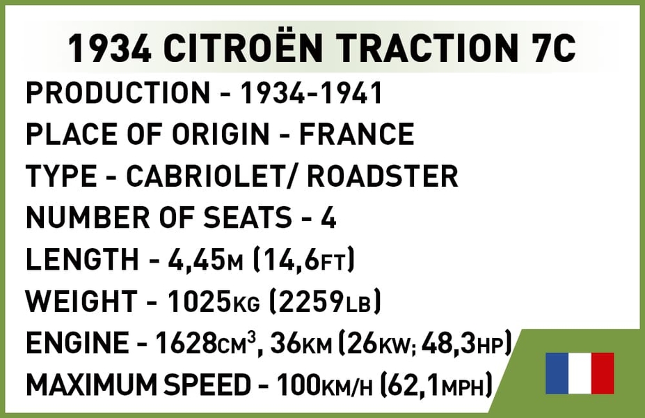 Francouzský automobil CITROËN Traction 7C COBI 2264 - Historical Collection
