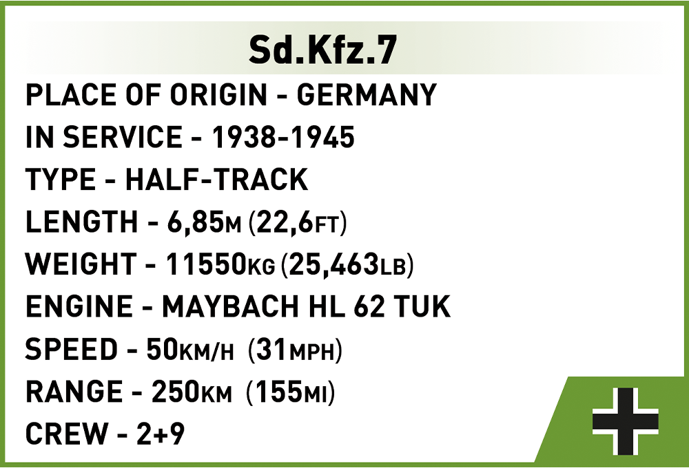 Německé polopásové vozidlo Sd.Kfz. 7 COBI 2275 - World War II