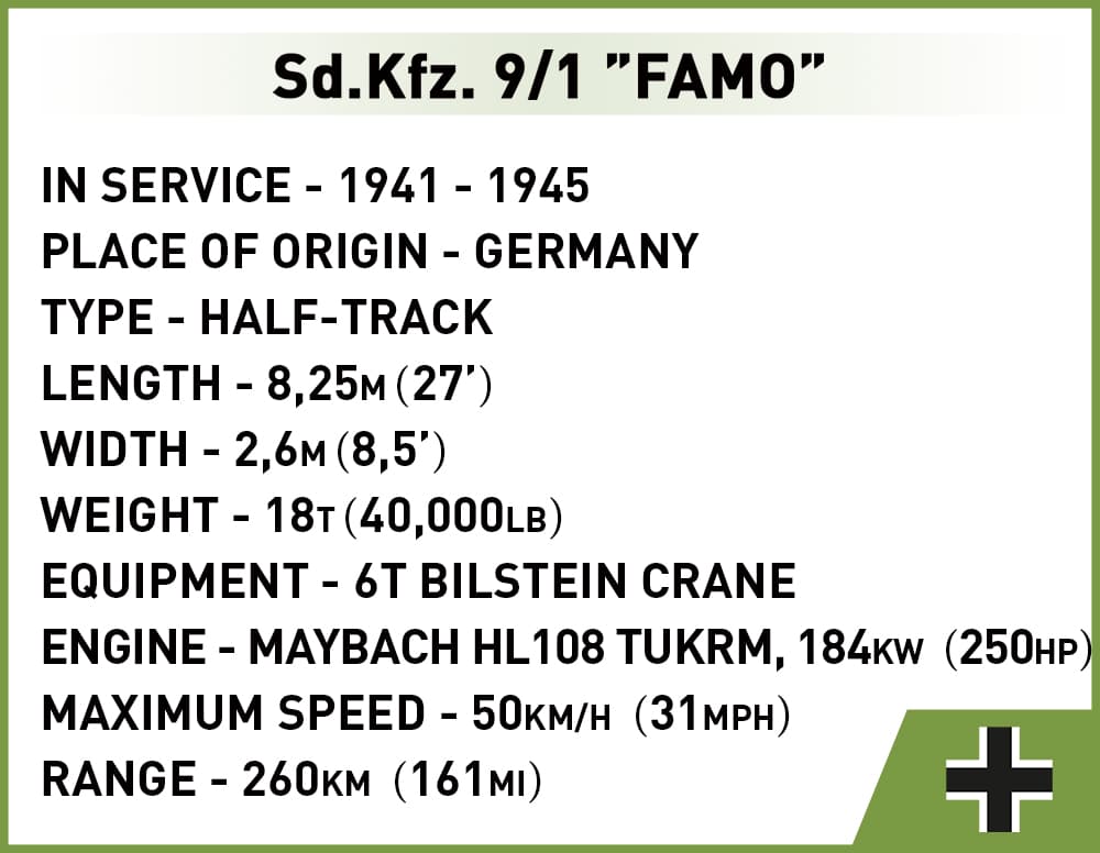 Německé polopásové vozidlo Sd.Kfz 9/1 FAMO COBI 2281 - World War II
