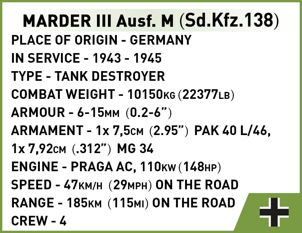 Německý stíhač tanků MARDER III Ausf. M COBI 2282 - World War II