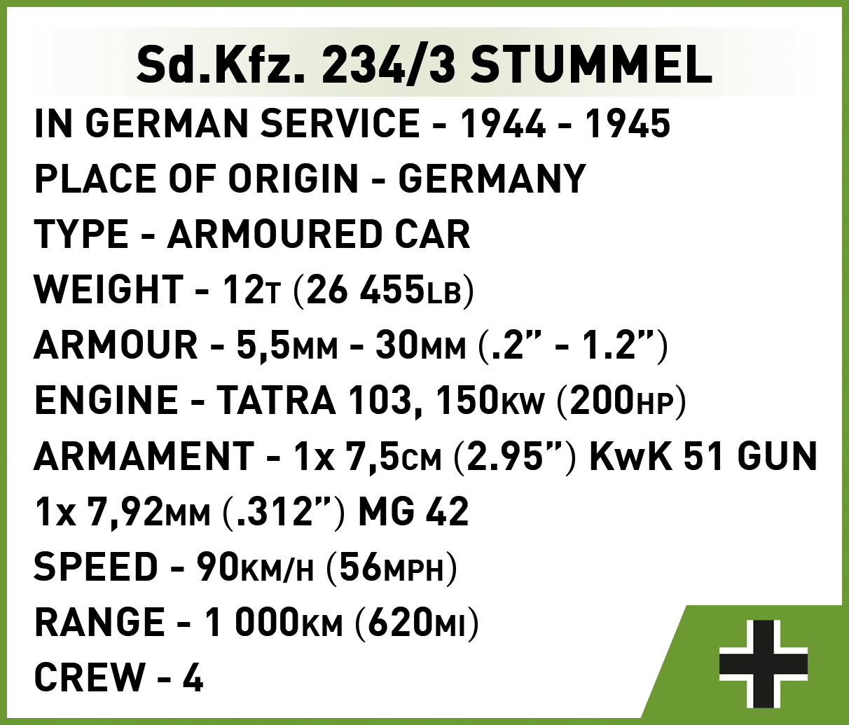 German armored vehicle Sd.Kfz. 234/2 PUMA COBI 2287 - World War II 1:35 - kopie