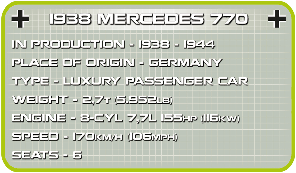 Německé vládní vozidlo 1938 MERCEDES 770 COBI 2407 - World War II