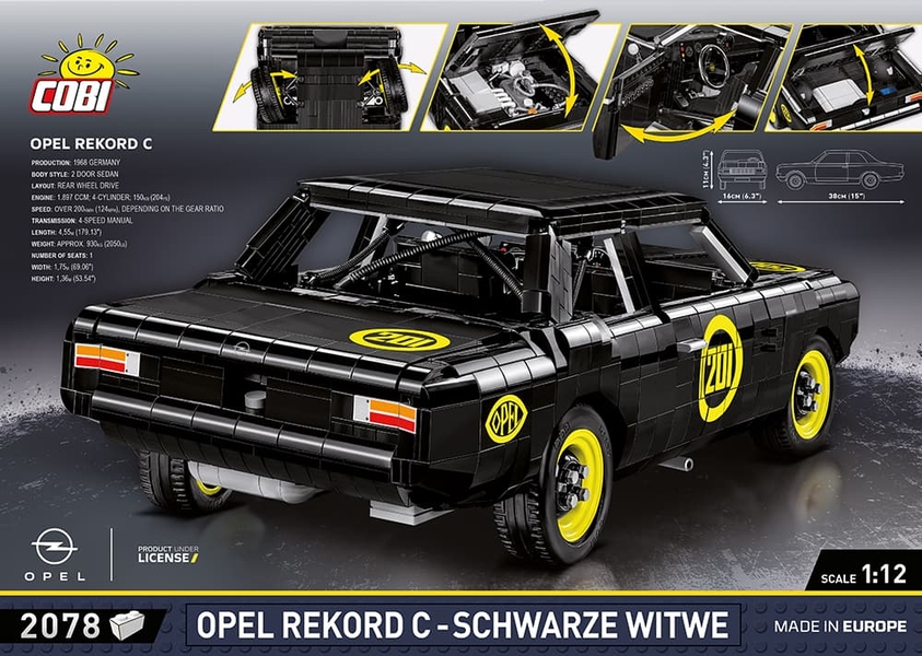 Automobil Opel Rekord C "Černá vdova" COBI 24333 - Youngtimer 1:12